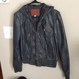 Blue/gray faux leather jacket